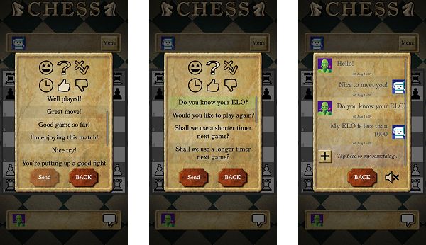 screenshots of Chess chat