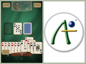 Android Gin Rummy screenshot and Antix Labs logo